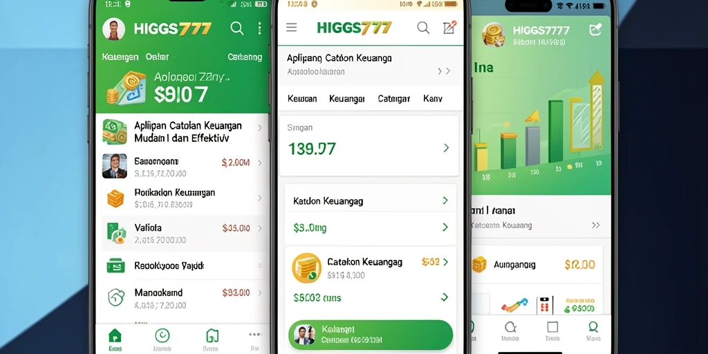 Antarmuka HIGGS777 yang sederhana dan fungsional untuk Catatan Keuangan.